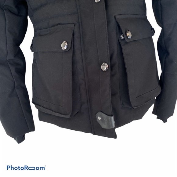 Nicole Miller Black Fur Trim Black Hooded Jacket - Picture 3 of 7